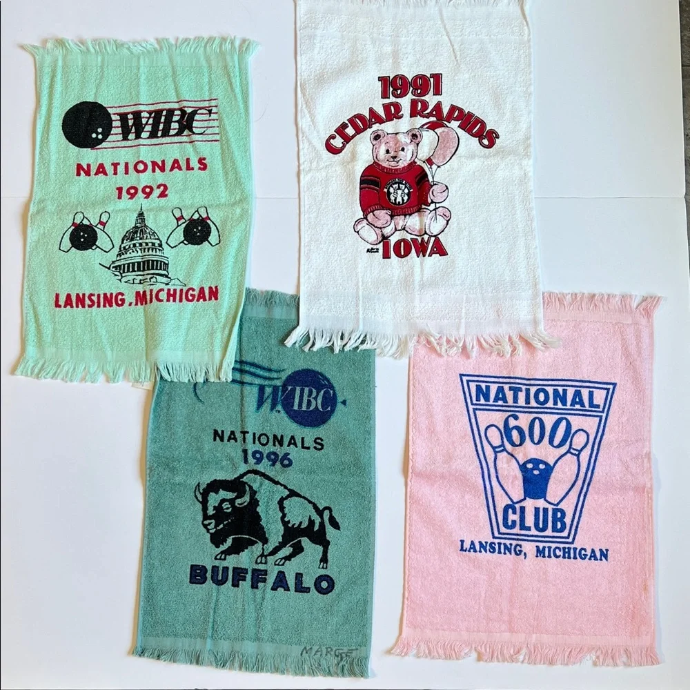 Vintage Bowling Towels Set Lansing, Cedar rapids, & Buffalo NY